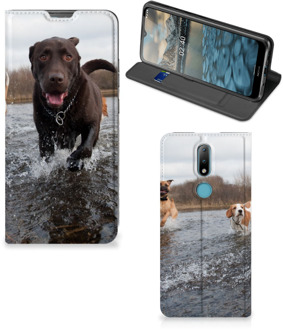 B2Ctelecom Standcase Hoesje Nokia 2.4 Smart Cover Honden Labrador