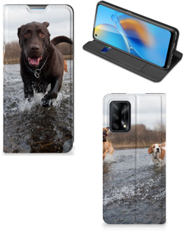 B2Ctelecom Standcase Hoesje OPPO A74 4G Smart Cover Honden Labrador