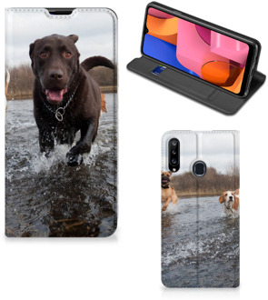 B2Ctelecom Standcase Hoesje Samsung Galaxy A20s Smart Cover Honden Labrador