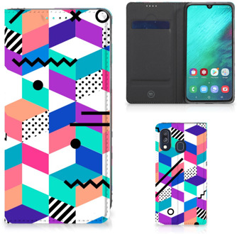 B2Ctelecom Standcase Hoesje Samsung Galaxy A40 Design Blocks Colorful