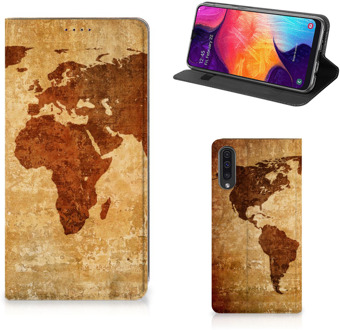 B2Ctelecom Standcase Hoesje Samsung Galaxy A50 Design Wereldkaart