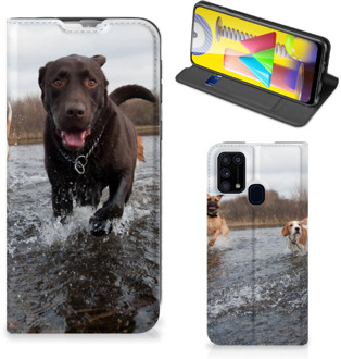 B2Ctelecom Standcase Hoesje Samsung Galaxy M31 Smart Cover Honden Labrador