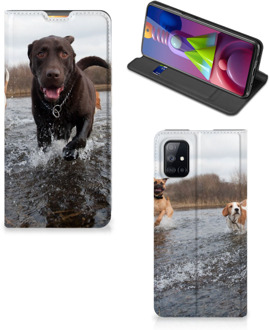 B2Ctelecom Standcase Hoesje Samsung Galaxy M51 Smart Cover Honden Labrador