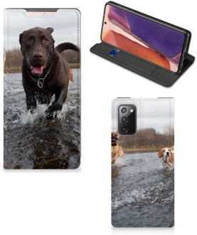 B2Ctelecom Standcase Hoesje Samsung Galaxy Note20 Smart Cover Honden Labrador