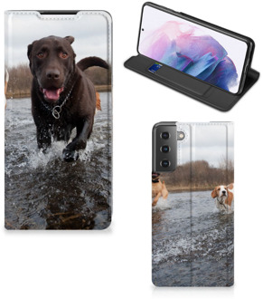 B2Ctelecom Standcase Hoesje Samsung Galaxy S21 Plus Smart Cover Honden Labrador