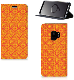 B2Ctelecom Standcase Hoesje Samsung Galaxy S9 Design Batik Orange