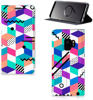 B2Ctelecom Standcase Hoesje Samsung Galaxy S9 Design Blocks Colorful