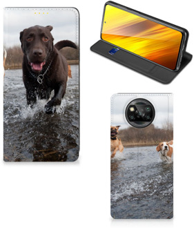 B2Ctelecom Standcase Hoesje Xiaomi Poco X3 Smart Cover Honden Labrador