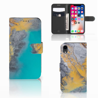 B2Ctelecom Standcase iPhone Xr Marble Blue Gold