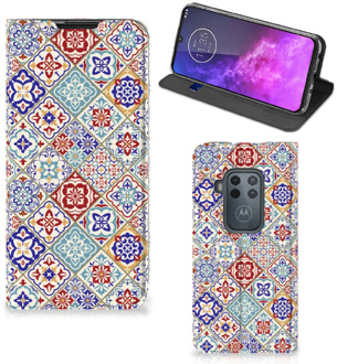 B2Ctelecom Standcase Motorola One Zoom Tiles Color