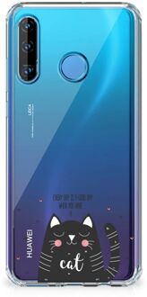 B2Ctelecom Stevige Bumper Hoesje Huawei P30 Lite Cat Good Day