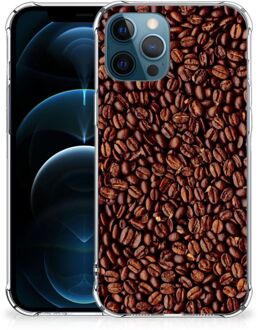 B2Ctelecom Stevige Bumper Hoesje iPhone 12 | 12 Pro Smartphone hoesje met doorzichtige rand Koffiebonen