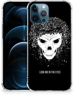 B2Ctelecom Stevige Bumper Hoesje iPhone 12 | 12 Pro Smartphone hoesje met doorzichtige rand Skull Hair