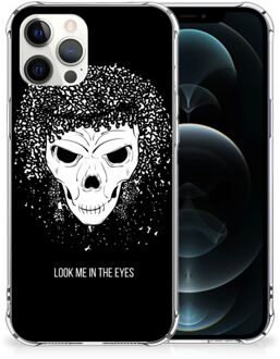 B2Ctelecom Stevige Bumper Hoesje iPhone 12 Pro Max Smartphone hoesje met doorzichtige rand Skull Hair