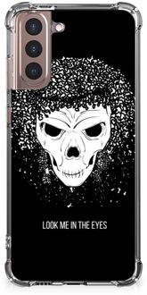 B2Ctelecom Stevige Bumper Hoesje Samsung Galaxy S21 Plus Smartphone hoesje met doorzichtige rand Skull Hair