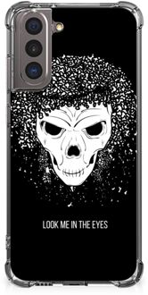 B2Ctelecom Stevige Bumper Hoesje Samsung Galaxy S21 Smartphone hoesje met doorzichtige rand Skull Hair