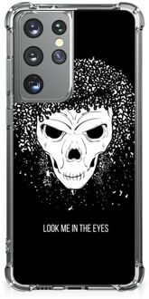 B2Ctelecom Stevige Bumper Hoesje Samsung Galaxy S21 Ultra Smartphone hoesje met doorzichtige rand Skull Hair