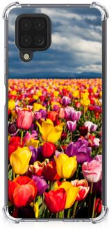 B2Ctelecom Stevige Telefoonhoesje Samsung Galaxy A12 Telefoon Hoesje met doorzichtige rand Tulpen