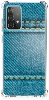 B2Ctelecom Stevige Telefoonhoesje Samsung Galaxy A52 4G/5G Telefoon Hoesje met doorzichtige rand Jeans