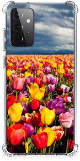 B2Ctelecom Stevige Telefoonhoesje Samsung Galaxy A72 4G/5G Telefoon Hoesje met doorzichtige rand Tulpen