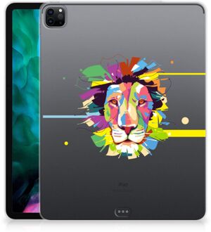 B2Ctelecom Tablet BackCover iPad Pro 12.9 (2020) | iPad Pro 12.9 (2021) Siliconen Hoesje Super als Cadeautjes voor Jongens Lion Color met doorzichte zijkanten