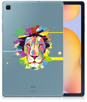 B2Ctelecom Tablet BackCover Samsung Galaxy Tab S6 Lite Siliconen Hoesje Super als Cadeautjes voor Jongens Lion Color met doorzichte zijkanten