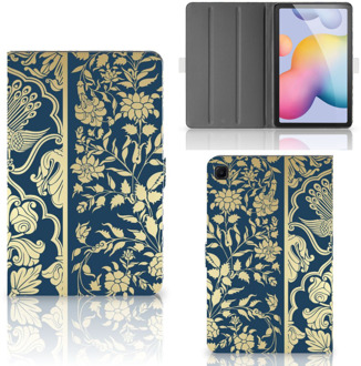 B2Ctelecom Tablet Book Cover Samsung Galaxy Tab S6 Lite Tablet Hoes met Standaard Golden Flowers