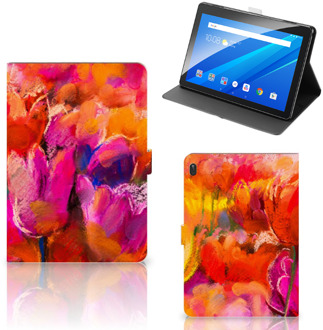 B2Ctelecom Tablet Hoes Lenovo Tab E10 Hoes met Magneetsluiting Tulips