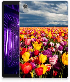 B2Ctelecom Tablet Hoes Lenovo Tab M10 HD (2de generatie) Fotohoesje Super als Moederdag Cadeau Tulpen met transparant zijkanten