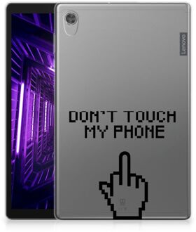 B2Ctelecom Tablet Hoes Lenovo Tab M10 HD (2de generatie) Leuk Back Cover Quotes Finger Don't Touch My Phone met transparant zijkanten