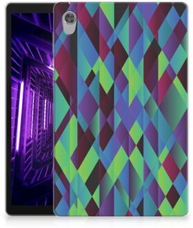 B2Ctelecom Tablet Hoes Lenovo Tab M10 HD (2de generatie) TPU Silicone Case Abstract Groen Blauw met transparant zijkanten