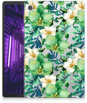 B2Ctelecom Tablet Hoes Lenovo Tab M10 Plus Backcase met naam Ontwerpen Orchidee Groen met transparant zijkanten