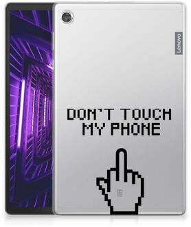 B2Ctelecom Tablet Hoes Lenovo Tab M10 Plus Leuk Back Cover Quotes Finger Don't Touch My Phone met transparant zijkanten