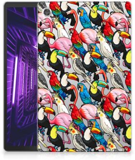 B2Ctelecom Tablet Hoes Lenovo Tab M10 Plus Silicone Backcover Birds met transparant zijkanten