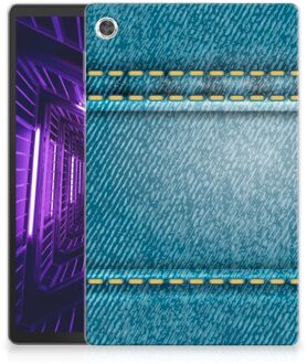 B2Ctelecom Tablet Hoes Lenovo Tab M10 Plus Siliconen Back Cover Design Jeans met transparant zijkanten