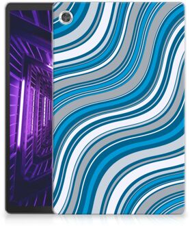 B2Ctelecom Tablet Hoes Lenovo Tab M10 Plus Siliconen Back Cover Golven Blauw met transparant zijkanten