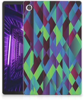 B2Ctelecom Tablet Hoes Lenovo Tab M10 Plus TPU Silicone Case Abstract Groen Blauw met transparant zijkanten