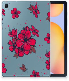 B2Ctelecom Tablet Hoes Samsung Galaxy Tab S6 Lite Back Case Blossom Red met transparant zijkanten