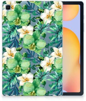 B2Ctelecom Tablet Hoes Samsung Galaxy Tab S6 Lite Backcase met naam Ontwerpen Orchidee Groen met transparant zijkanten