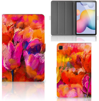 B2Ctelecom Tablet Hoes Samsung Galaxy Tab S6 Lite Hoes met Magneetsluiting Tulips