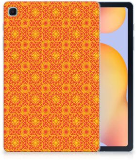 B2Ctelecom Tablet Hoes Samsung Galaxy Tab S6 Lite Mapje Batik Orange met transparant zijkanten