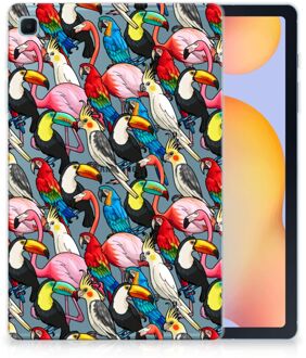 B2Ctelecom Tablet Hoes Samsung Galaxy Tab S6 Lite Silicone Backcover Birds met transparant zijkanten