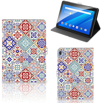 B2Ctelecom Tablet Hoesje Lenovo Tab E10 Cover met Standaard Tegels Kleur