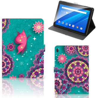 B2Ctelecom Tablet Hoesje Lenovo Tab E10 Tablet Hoes met Magneetsluiting Cirkels en Vlinders