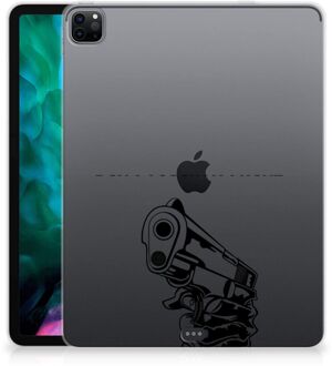 B2Ctelecom Tablet Hoesje met foto iPad Pro 12.9 (2020) | iPad Pro 12.9 (2021) Siliconen Bumper Gun Don't Touch My Phone met doorzichte zijkanten