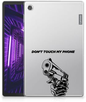 B2Ctelecom Tablet Hoesje met foto Lenovo Tab M10 Plus Siliconen Bumper Gun Don't Touch My Phone met doorzichte zijkanten