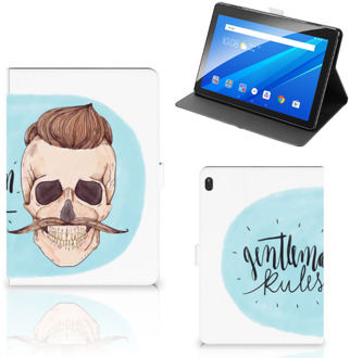 B2Ctelecom Tablethoes Lenovo Tab E10 Cover met Magneetsluiting Ontwerpen Gentleman Skull