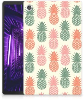 B2Ctelecom Tablethoes Lenovo Tab M10 Plus TPU Siliconen Hoesje Personaliseren Super als Kerstcadeau Ananas met transparant zijkanten