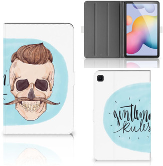 B2Ctelecom Tablethoes Samsung Galaxy Tab S6 Lite Cover met Magneetsluiting Ontwerpen Gentleman Skull