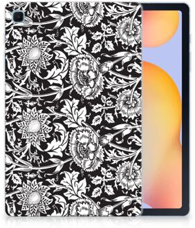 B2Ctelecom Tablethoes Samsung Galaxy Tab S6 Lite Siliconen Back Case Zwart Bloemen met doorzichte zijkanten